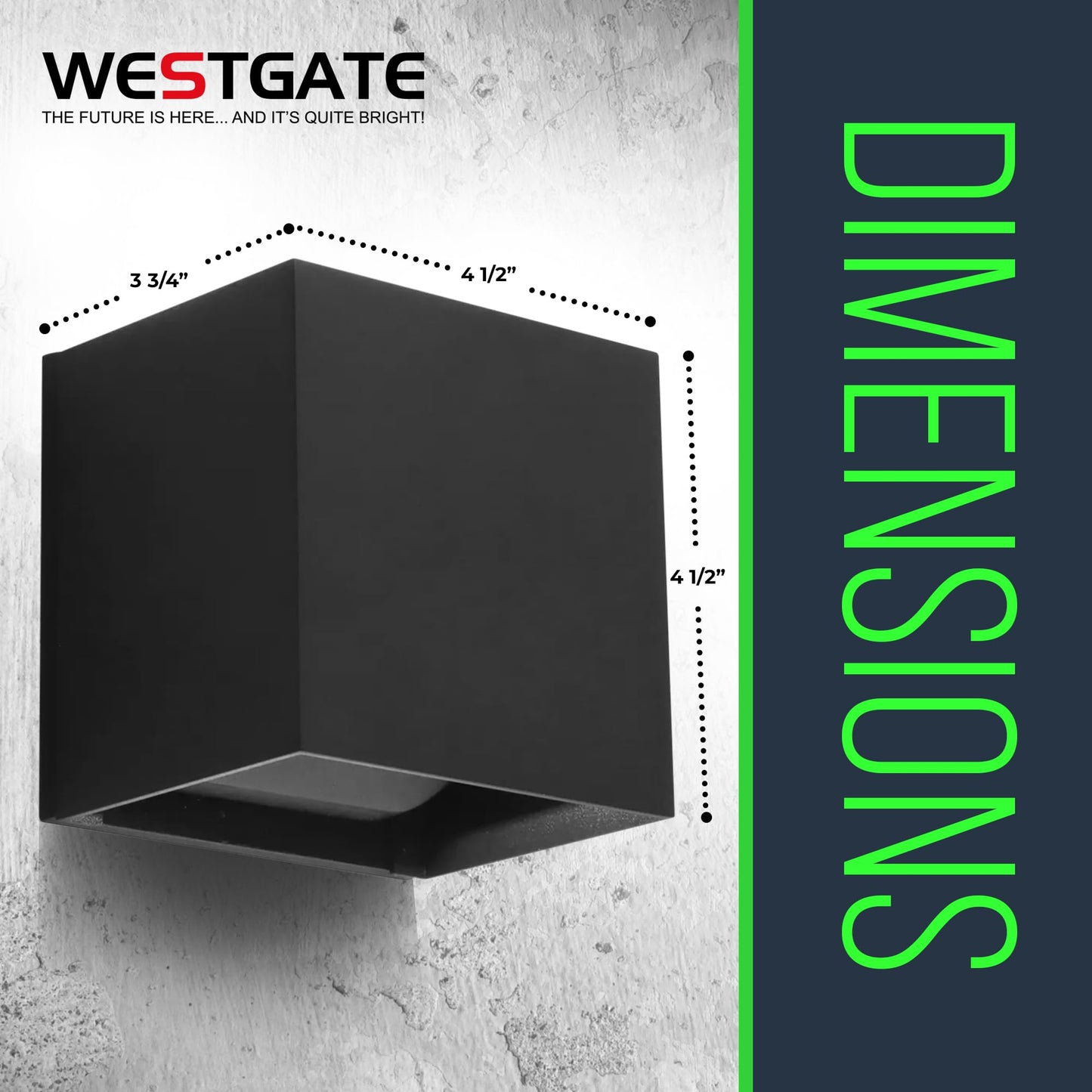 Modern Wall Light Cube - 15W Wall Cube with 70,000 Hour Lifespan - 2700K/3000K/3500K/4000K/5000K Color Changing Options in Aluminum Housing