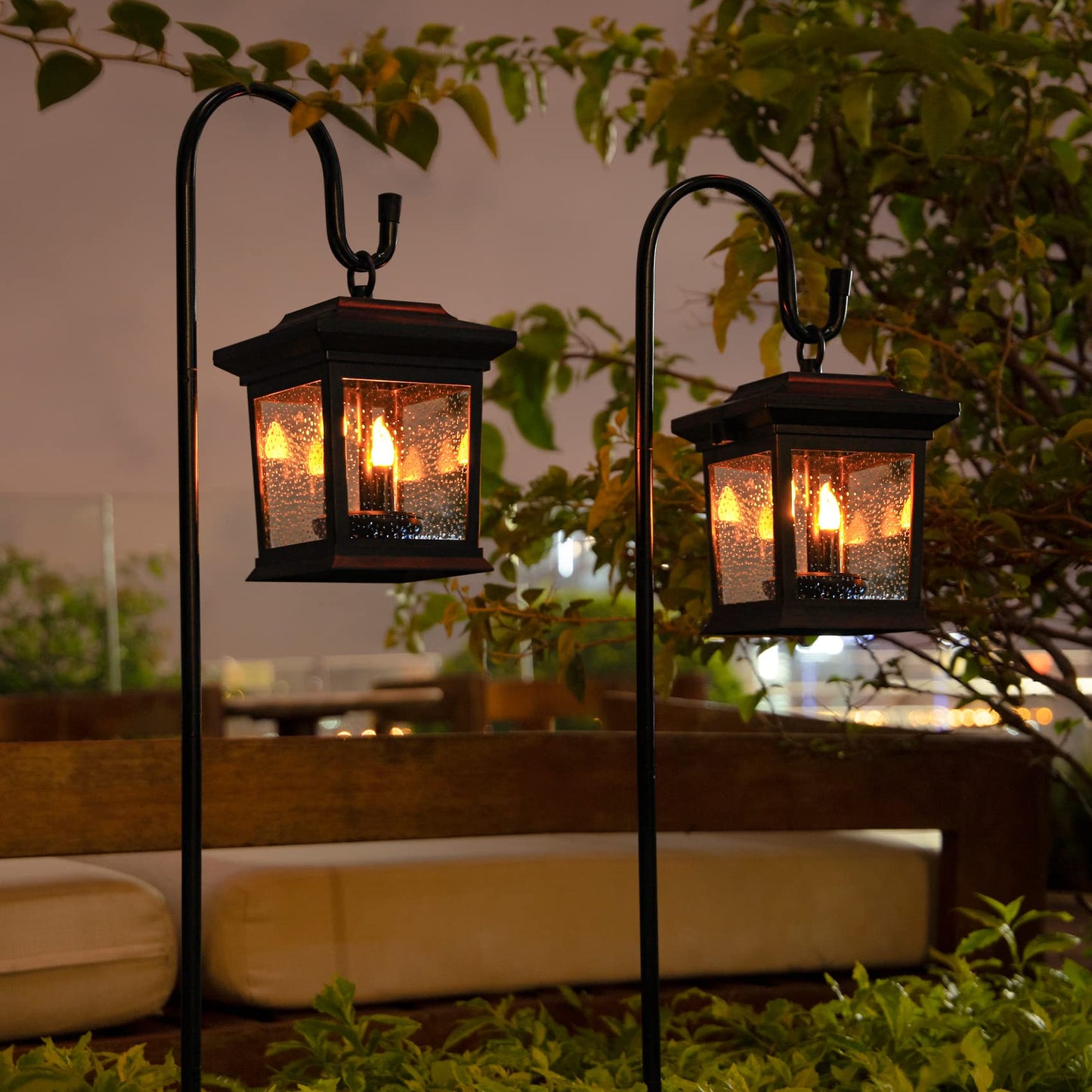 Beautyard Outdoor Solar Lanterns Waterproof Candles Lanterns Flickering Hanging Lights Garden Decor Patio, Lawn, Pathway, Wall Birthday Gifts Women