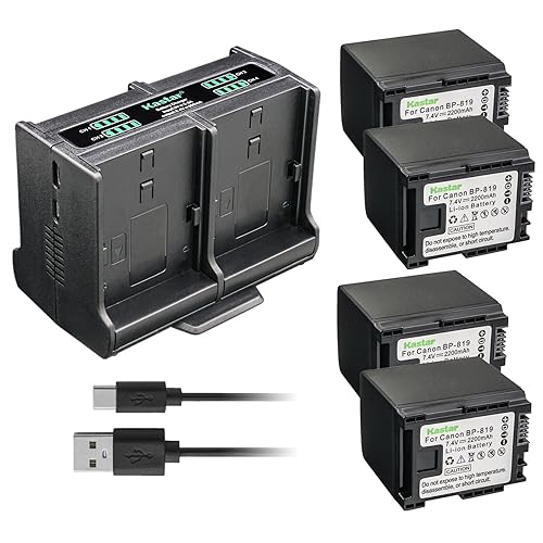 Kastar 4-Pack Battery and Quadruple Charger Compatible with Canon VIXIA HF G20 HFG20, VIXIA HF G30 HFG30, VIXIA HF M30 HFM30, VIXIA HF M31 HFM31