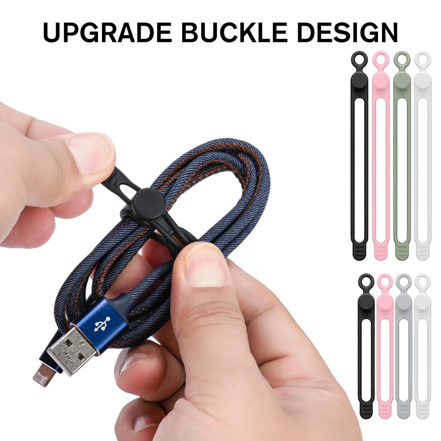 32Pcs Silicone Cable Ties, Data Cable Organizer Silicone Cable Straps Cord Ties Wrap Reusable Wire Organizers Elastic Cables Cord Management