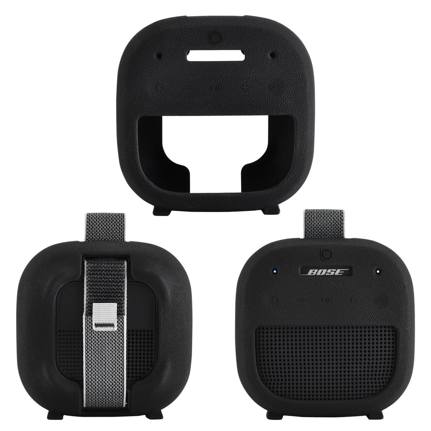 Ferbao Silicone Case Sleeve for Bose SoundLink Micro 2nd Gen,Protective Case for Bose SoundLink Micro 2,with Carabiner (Black)