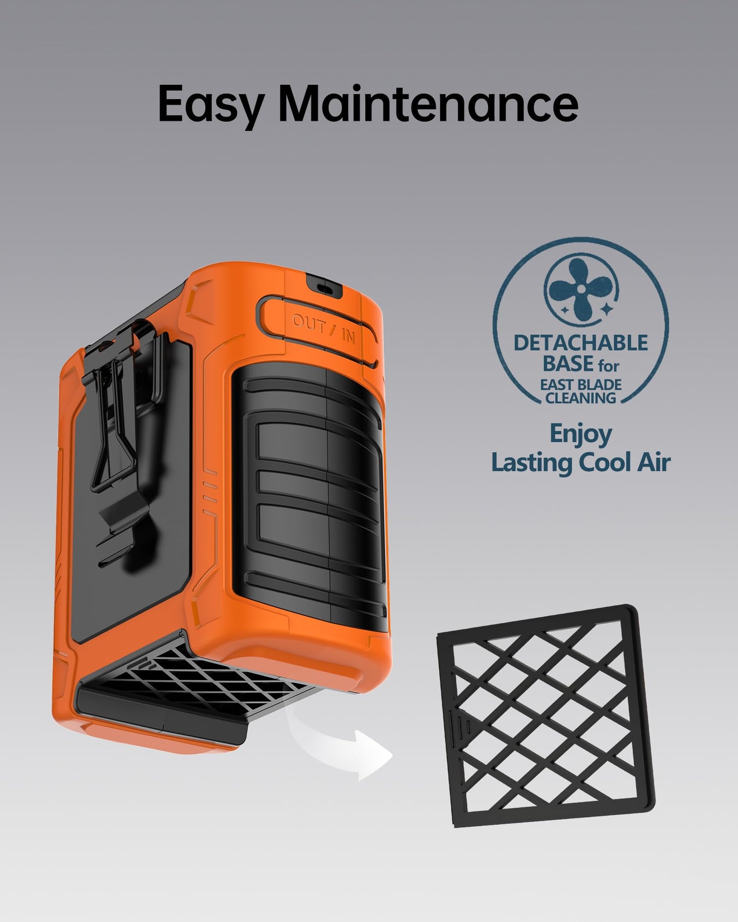 Waist Fan, 10000mAh Rechargeable Belt Clip Fan, 59ft/s Airflow, 18500RPM 6-Speed, Up to 35H, 8-in-1 Hands-Free Personal Cooling with Bottom Air