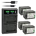 Kastar 4-Pack Battery NP-FP70/FP71 and LTD2 USB Charger Compatible with Sony DCR-HC21 DCR-HC22 DCR-HC23 DCR-HC24 DCR-HC26 DCR-HC28 DCR-HC30 DCR-HC32