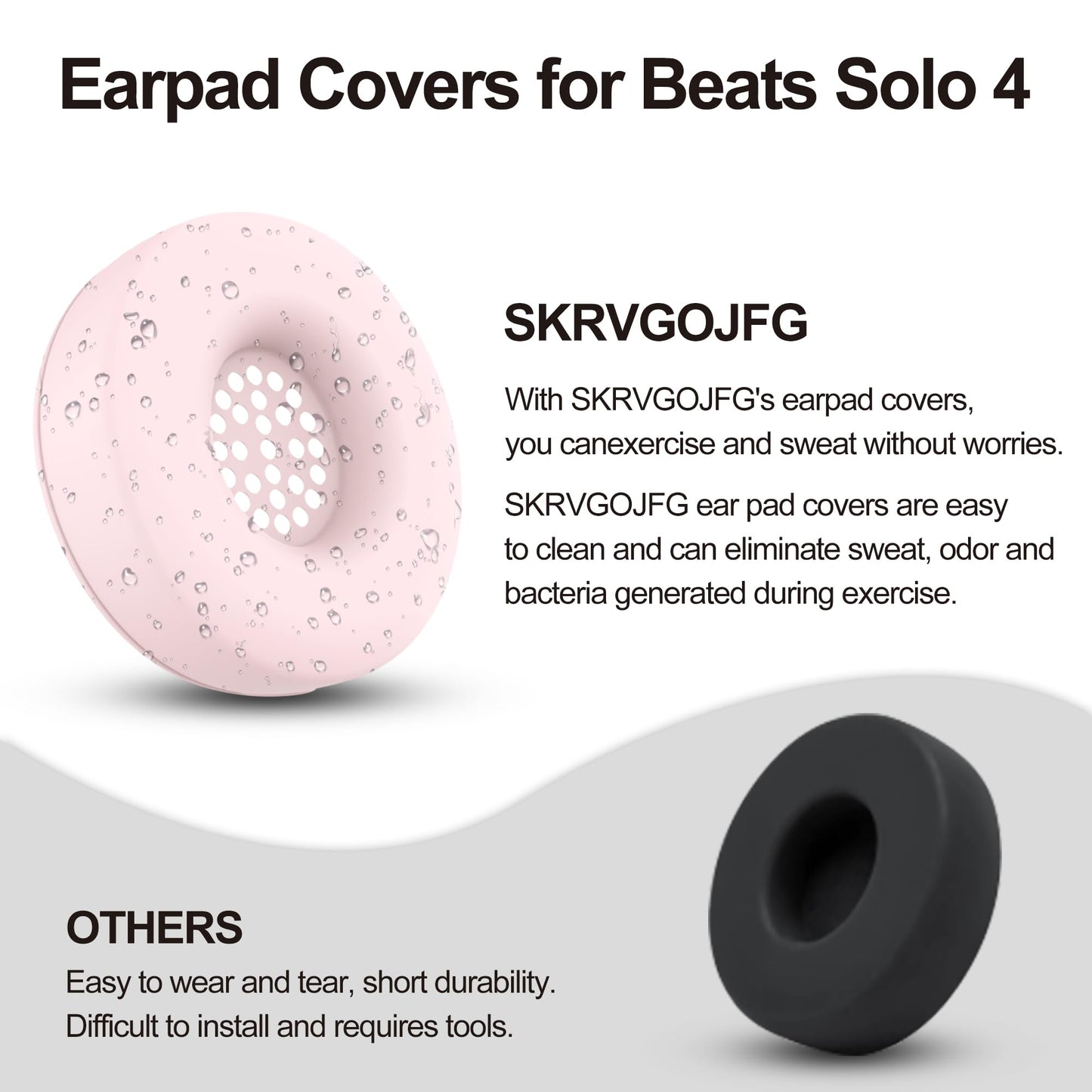 Silicone Case Compatible with Beats Solo 4, Ear Pads Cover Protector Headband Cover, Anti-Scratch, Washable Protective Earpad Covers for Beats Solo 4