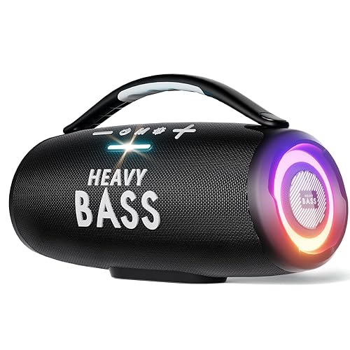 HEAVY BASS Speakers Bluetooth Wireless, 80W Max Loud Portable Speaker with Bass, 20H Playtime, IPX6 Waterproof, Dual Pairing, Gift Ideal for Adults