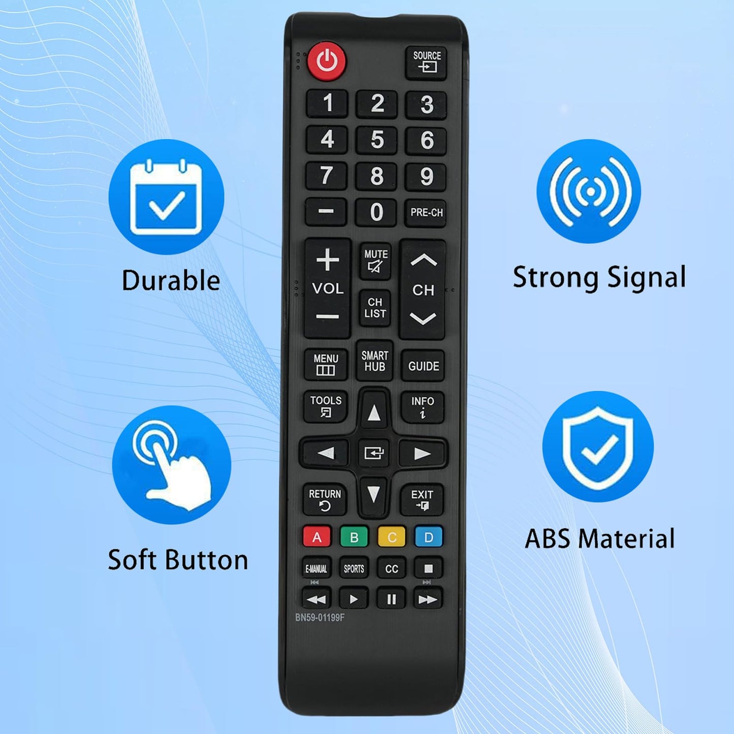 BN59-01199F Universal Replaced Remote for Samsung LED LCD Smart TV UN32J4000 UN60J6200AF UN60J6200AFXZA UN60J620DAF UN60J620DAFXZA UN60JU6400F