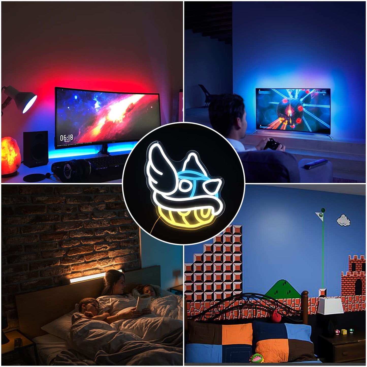 Blue Shell Neon Sign Gaming Neon Sign from Game Room Decor Dimmable Blue Shell Neon Game Decor Lights up Sign for Kids Man Cave Wall Gamer Gifts