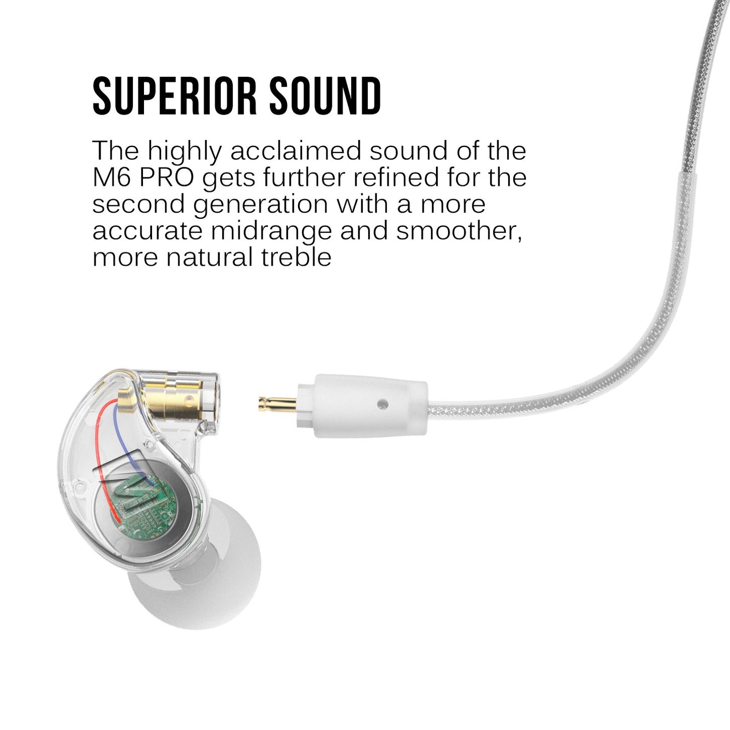 MEE audio M6 PRO In Ear Monitor Headphones for Musicians, 2nd Gen Model With Upgraded Sound, Memory Wire Earhooks & Replaceable Cables, Noise