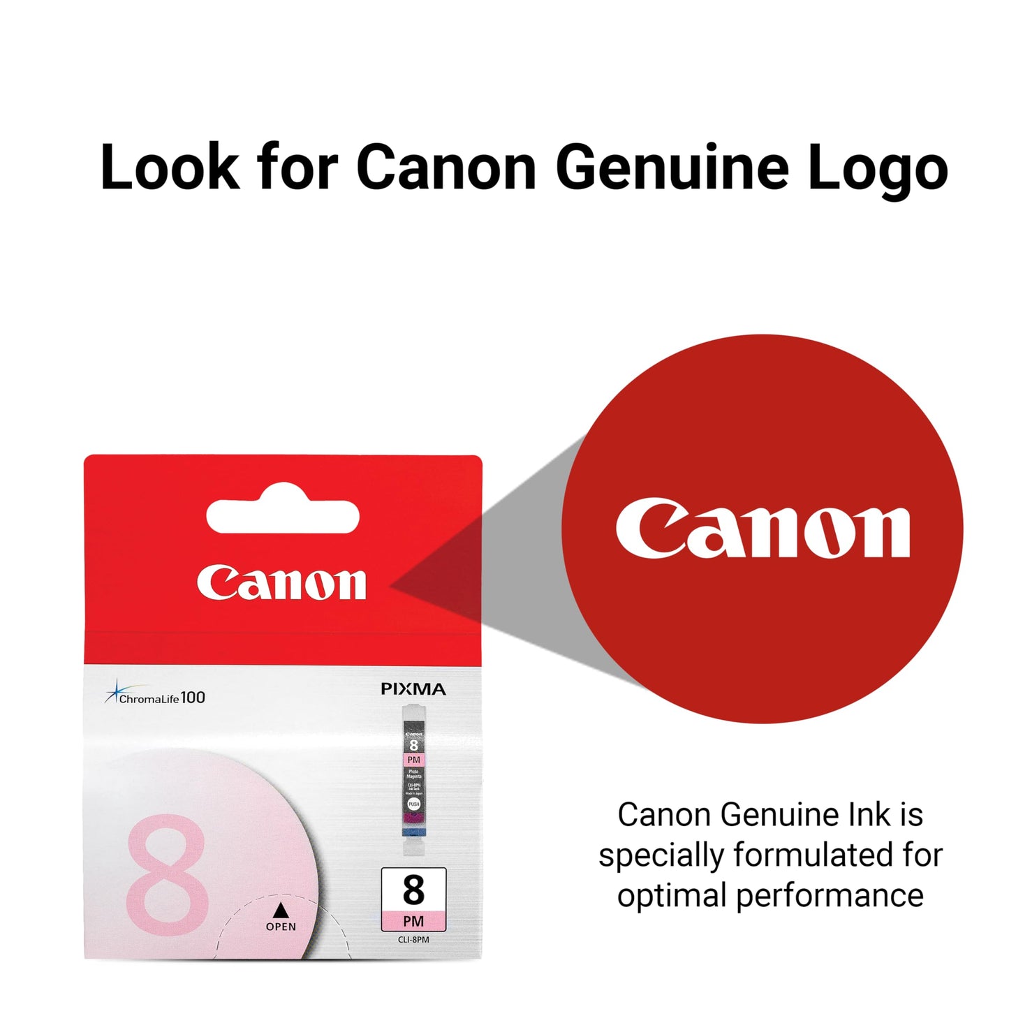 Canon CLI-8 Genuine Photo Magenta Ink Tank, Compatible with Pro9000, Pro9000 Mark II, iP6700D, iP6600D, MP970, MP960, and MP950 Printers