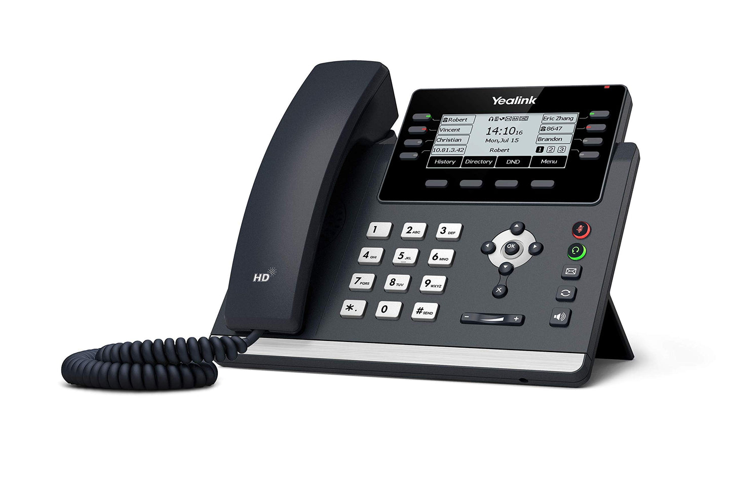 Yealink T43U IP Phone, 12 VoIP Accounts. 3.7-Inch Graphical Display. Dual USB 2.0, Dual-Port Gigabit Ethernet, 802.3af PoE, Power Adapter Not Included