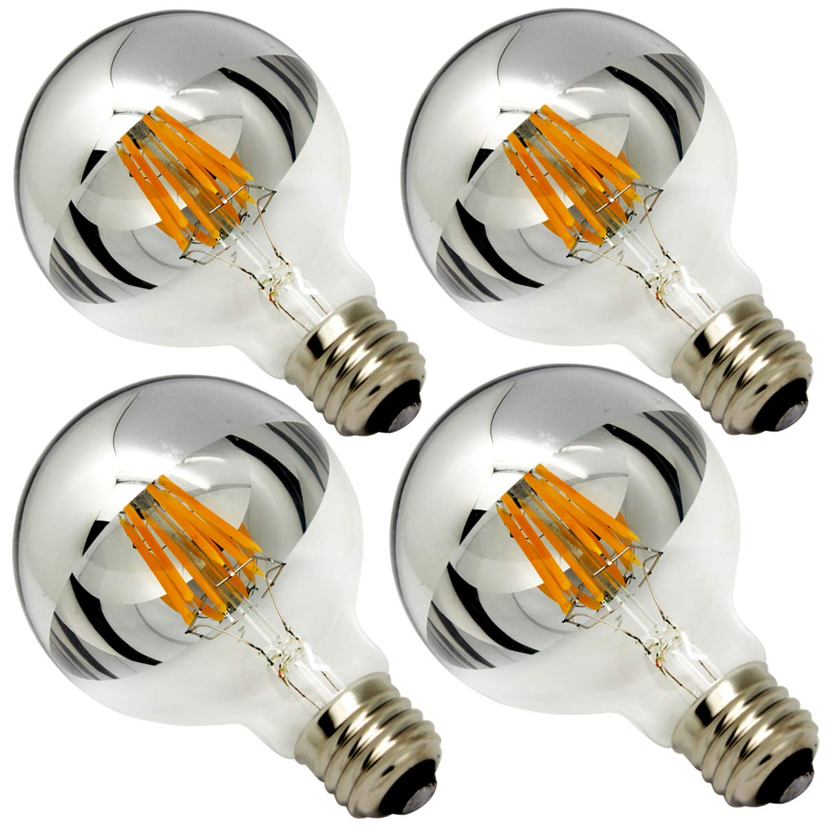 Half Chrome Light Bulb Dimmable Silver Tipped LED Bulb 6W 2700K Warm White