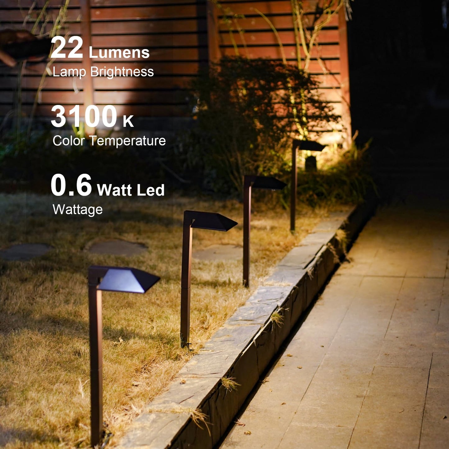 GOODSMANN Low Voltage Landscape Path Lights 0.6W LED Sidewalk Landscape Lighting 22 Lumen Outdoor Electric Walkway & Pathway Lights Wired Bronze