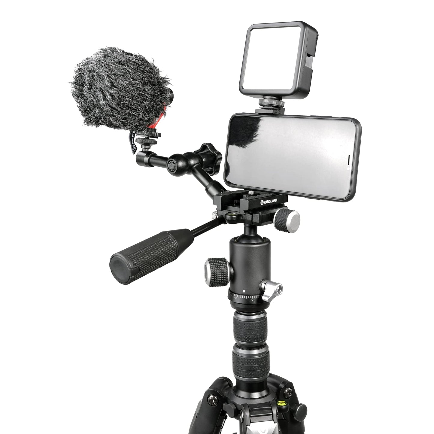 Vanguard VEO3T235ABP Aluminum Travel Tripod with Ball Head, Removeable Pan Handle, and Quick Shoe with Built-in Smartphone Holder