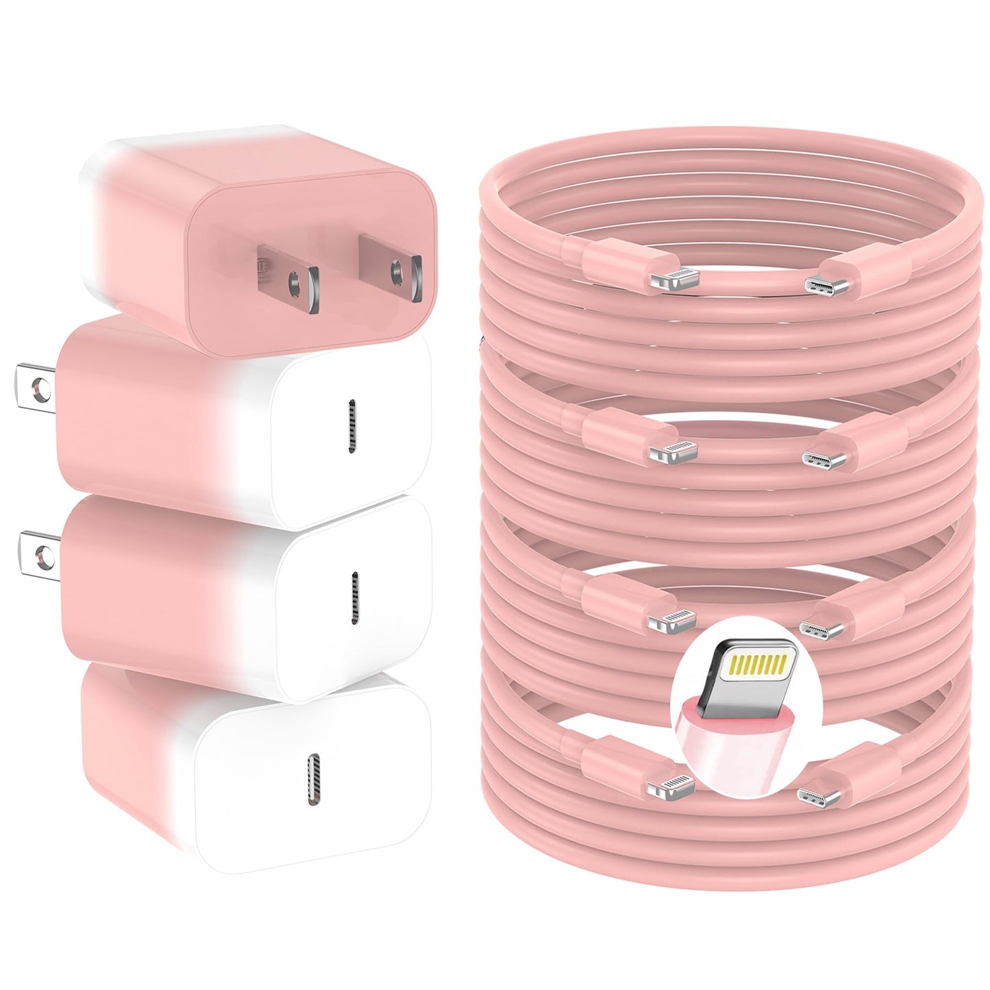 GREPHONE iPhone Charger Fast Charging,20W PD USB C Wall Charger 4 Pack with 6FT Fast Charging Cable - Fast Charger for iPhone 14/14 Pro Max/13/13