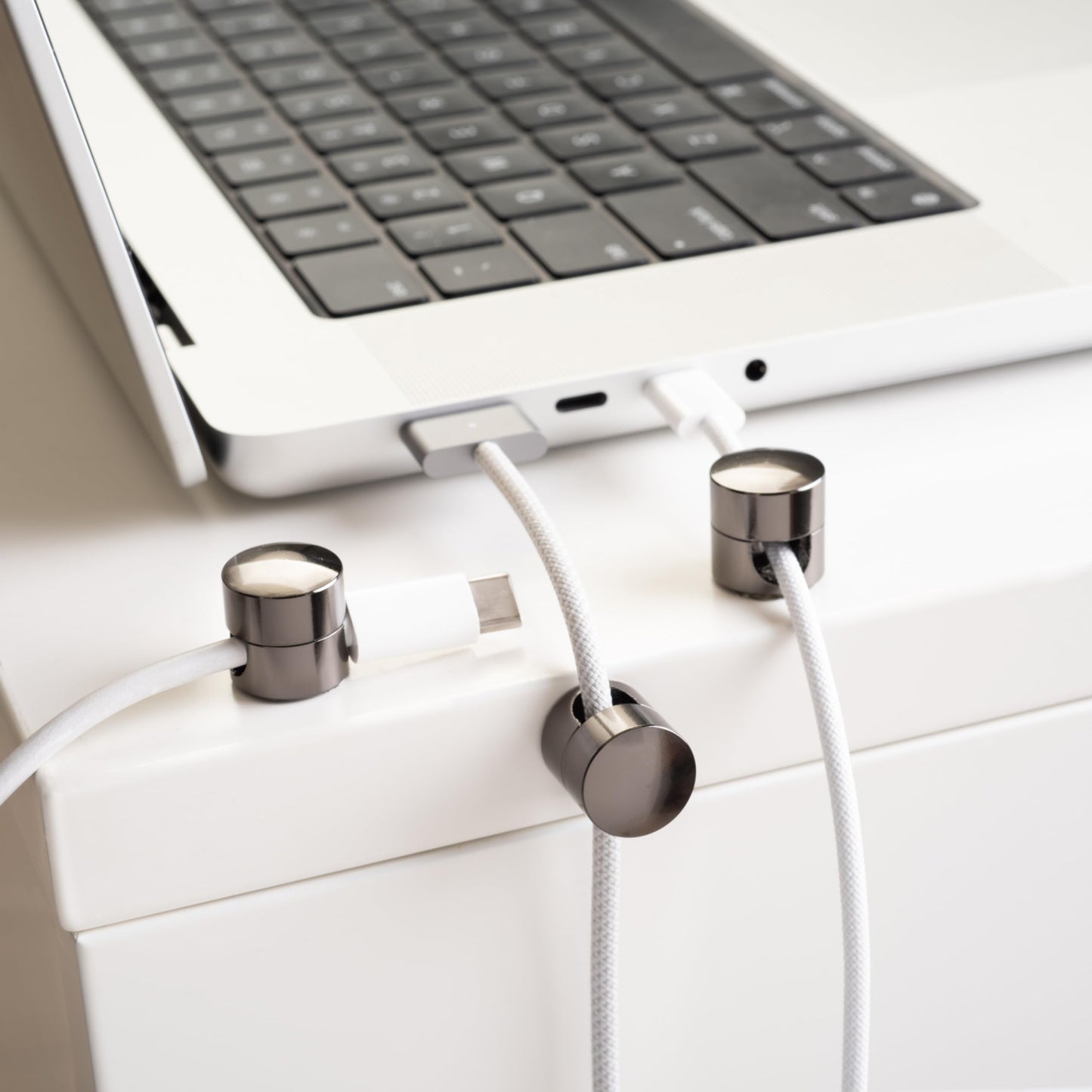 ICONIT Cable Anchors for Desk Organization Gun Metal | Premium Aluminum Cord Organizers | Charger + Cable Management Clips for Home & Office |