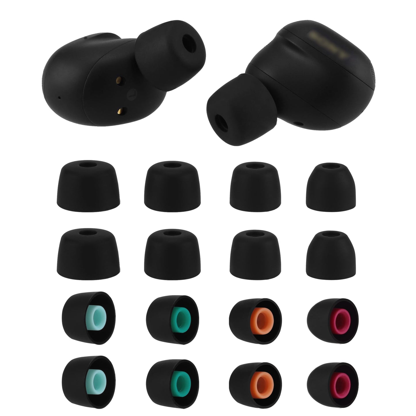 XMTYAN Replacement Ear Tips Compatible with Sony WF-1000XM6, Soft Silicone Eartips with Portable Storage Box (8, Black, XS/S/M/L)