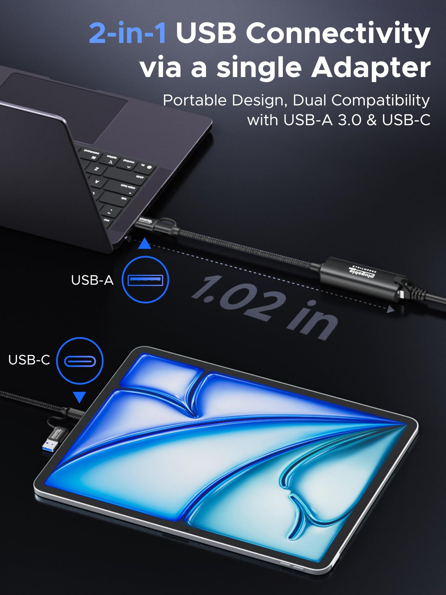 Plugable 2.5Gbps USB C to Ethernet Adapter, USB Ethernet Adapter for Laptop