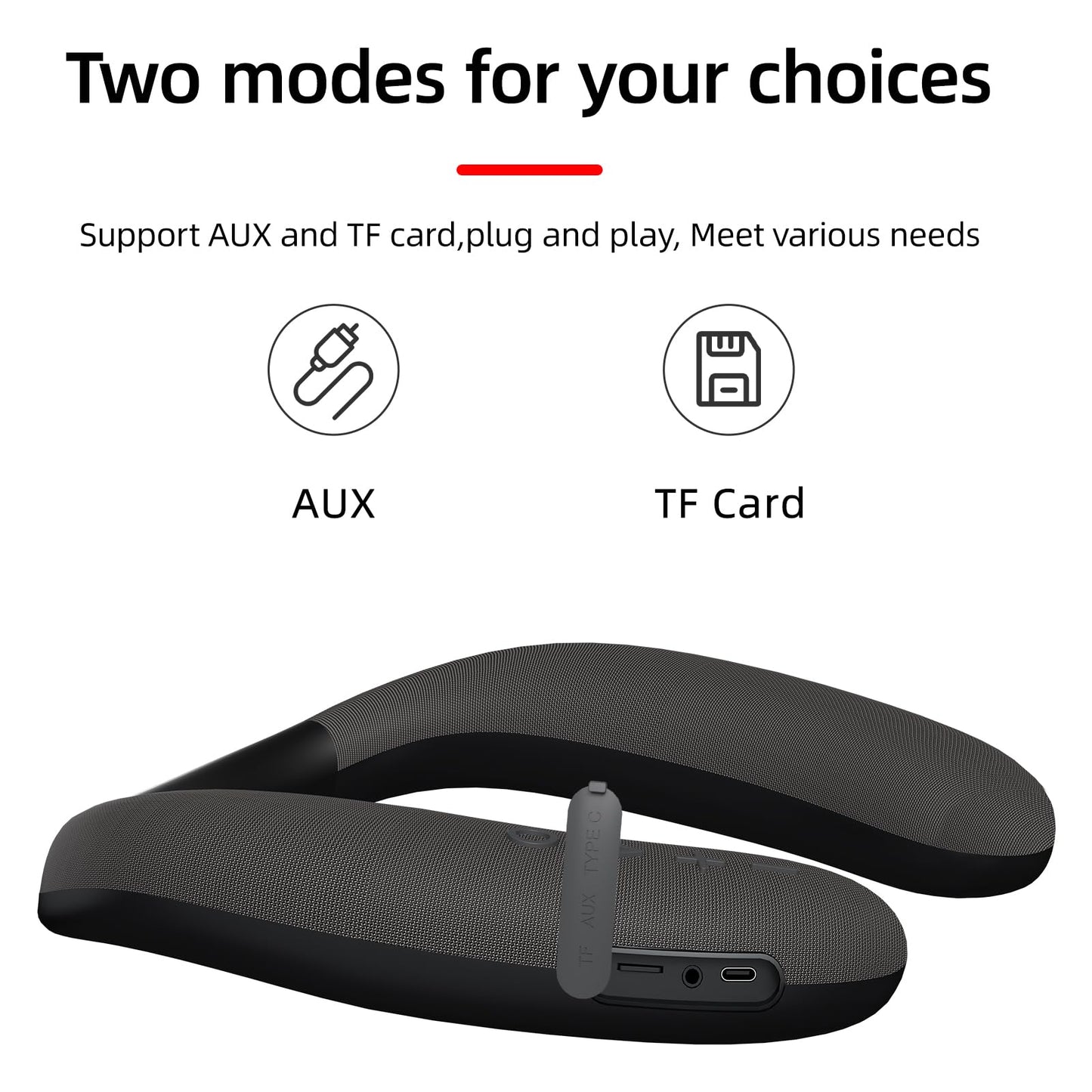 VANPEUSO Neckband Bluetooth Speakers Built-in Mic /12H Playtime/Type-C, AUX Input,TFCard Slot, Wireless Wearable Neck Speaker Calls Your Private Space