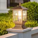 SLAWA Modern Exterior Pillar Lights - Outdoor Garden Patio Post Lights with Glass Lampshade