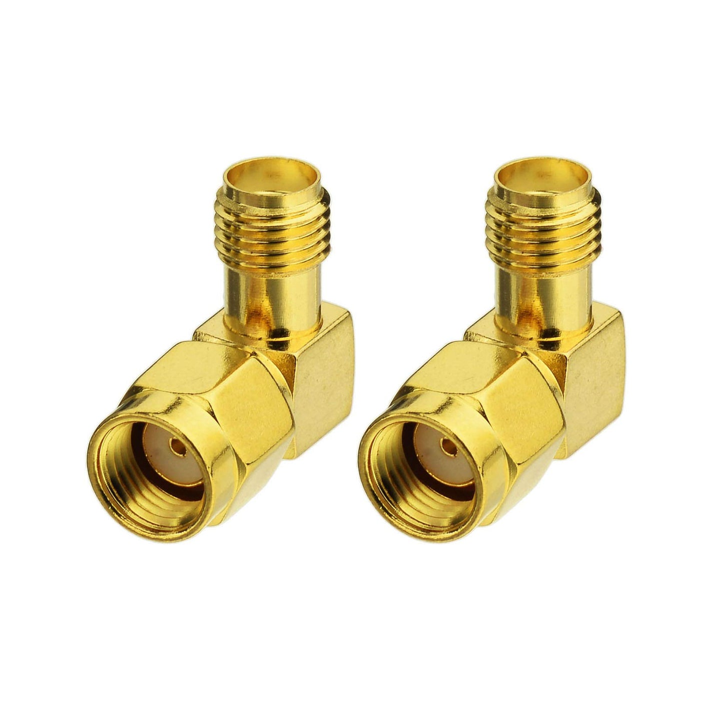 Bingfu RP-SMA Male to SMA Female Right Angle Antenna Connector Adapter (2-Pack) for FPV Drone Controller WiFi Router PCIE Network Card Adapter
