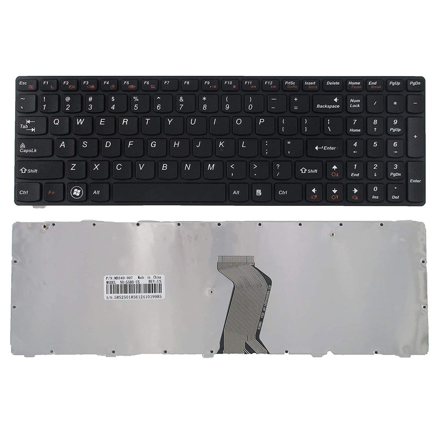 SUNMALL Keyboard Replacement with Frame Compatible with Lenovo Ideapad G580 G580A G585 G585A V580 V585 Z580 Z580A Z585 Z585A N580 N581 N585 N586