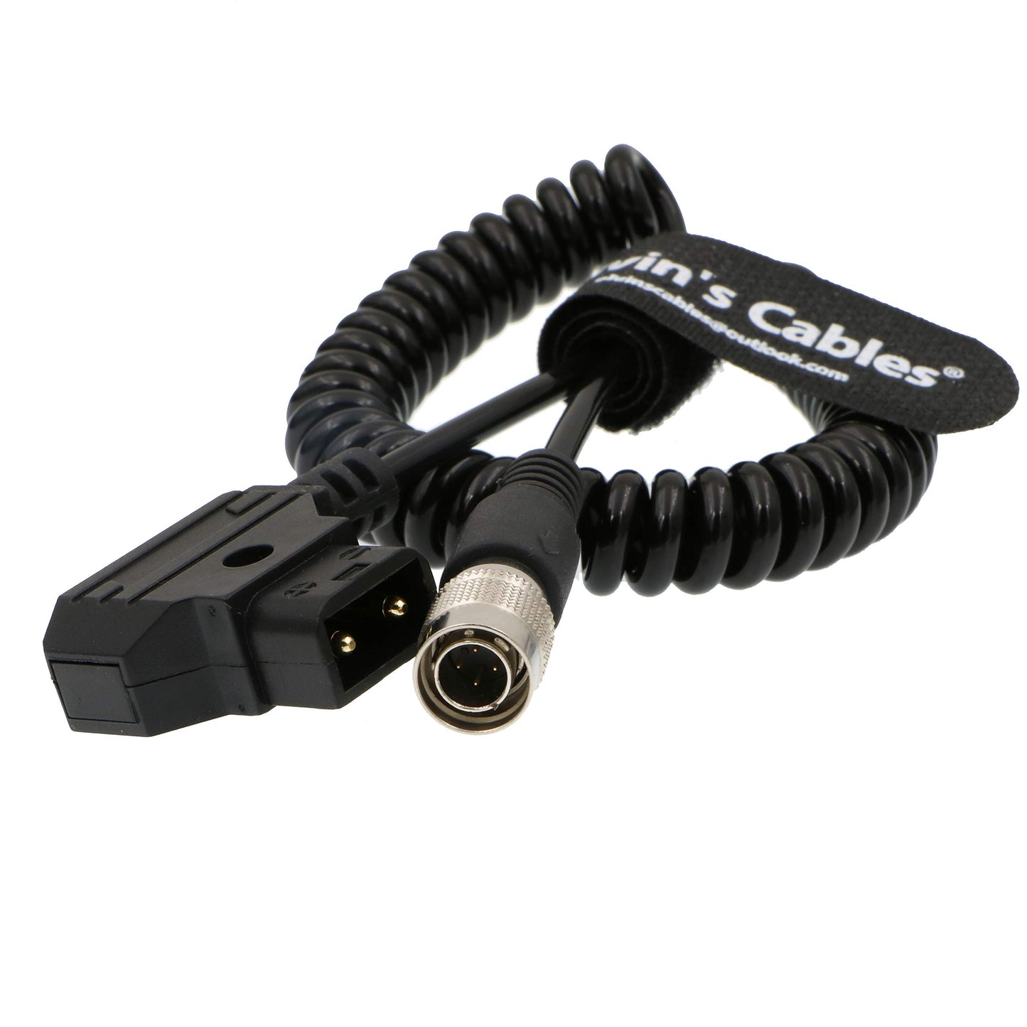 Alvin's Cables Sound Devices ZAXCOM Coiled Power Cable D Tap to 4 Pin Hirose Male