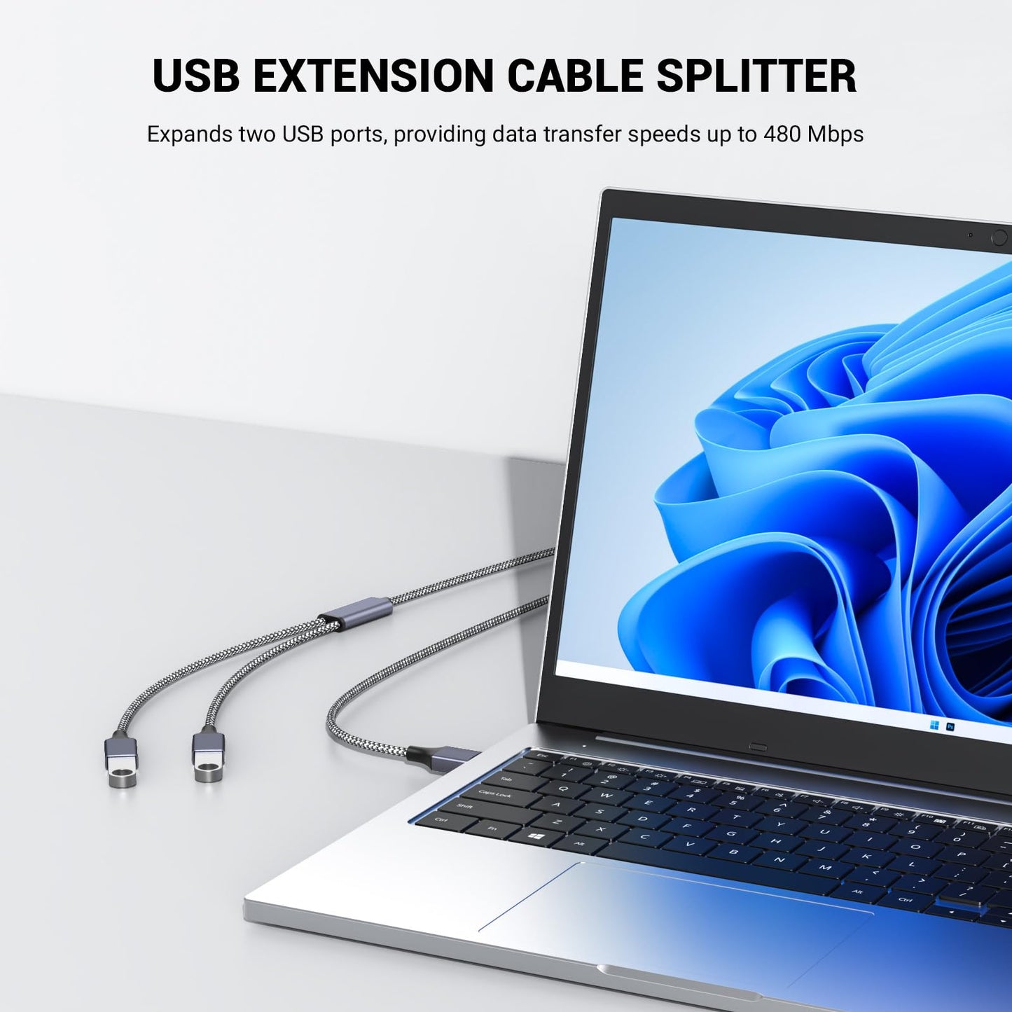 BETU POHFP 6.6FT USB Splitters, A Male to 2 Female Extension Cable, USB Y Splitter Support Charging and Data Transfer for Printer/Keyboard/Flash