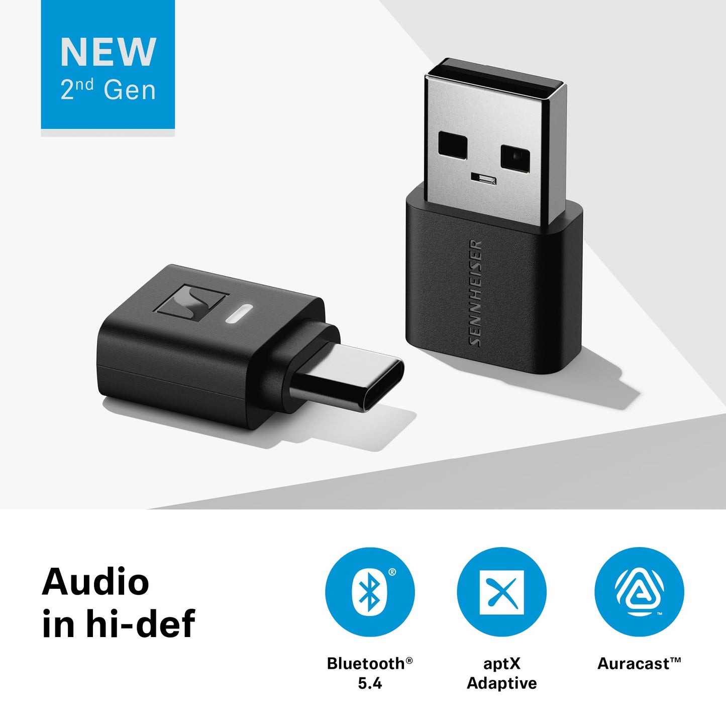 Sennheiser BTD 700 Bluetooth USB Dongle - aptX Lossless, Auracast, Plug & Play Audio Transmitter for Headphones and Speakers - Ultra-Low Latency