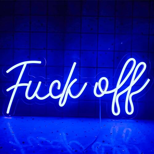 Lucunstar Fuck Off Neon Sign for Wall Decor Blue Led Lights for Wall Decor Dimmable Neon Signs Switch Operated Led Light for Bedroom Bar Room Teen
