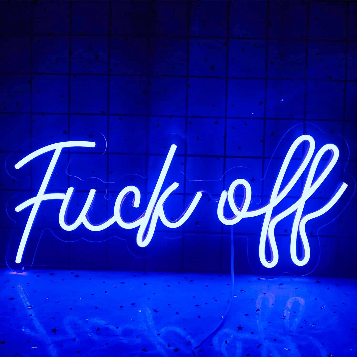 Lucunstar Fuck Off Neon Sign for Wall Decor Blue Led Lights for Wall Decor Dimmable Neon Signs Switch Operated Led Light for Bedroom Bar Room Teen
