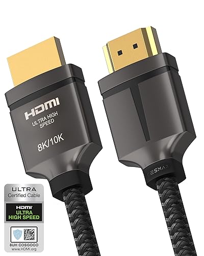 8K HDMI Cable 48Gbps 6.5FT, TESMAX Certified Ultra High Speed 8K60Hz 4K120Hz, HDCP 2.2 2.3 Dynamic HDR HDR10 eARC,Compatible with Dolby Vision Apple
