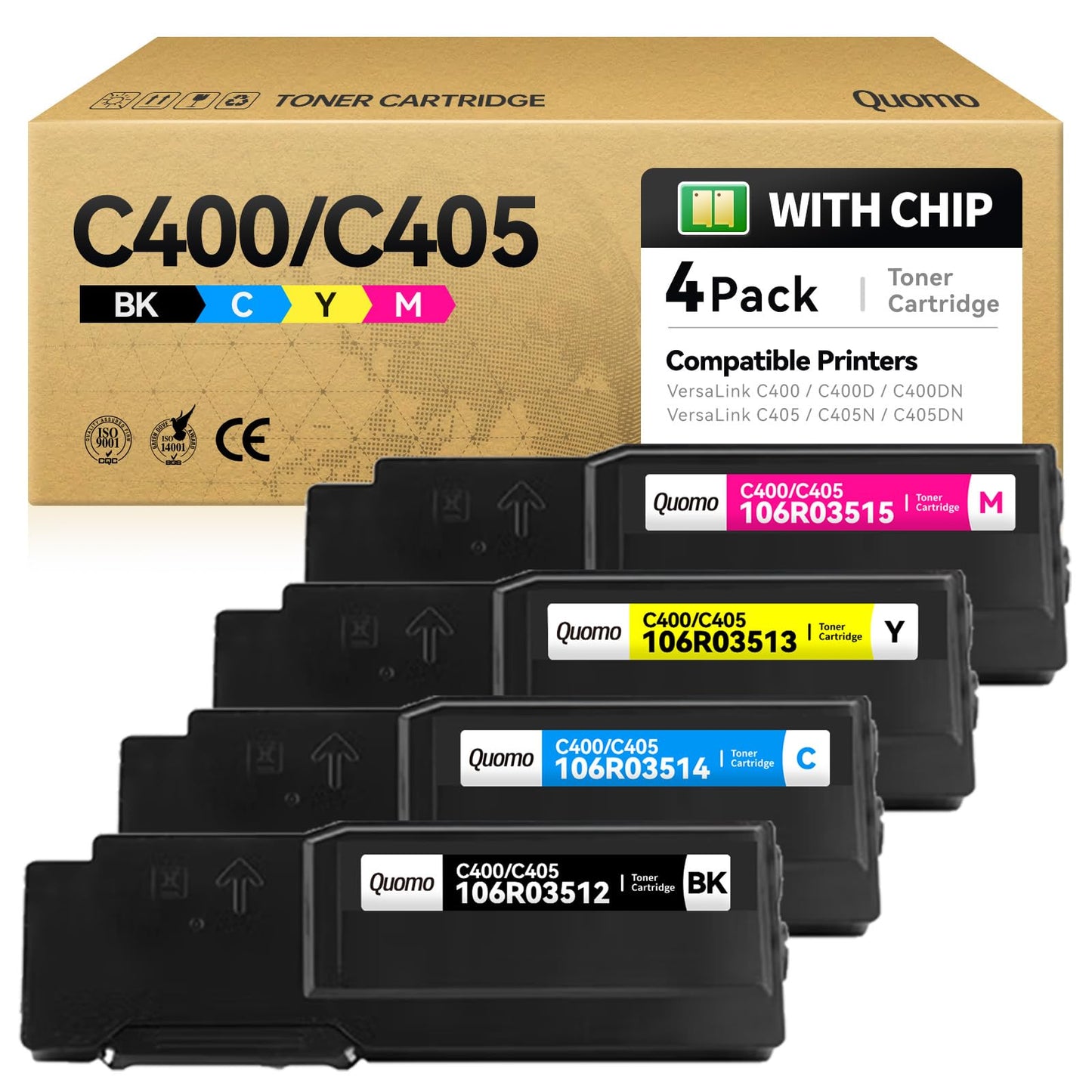 VersaLink C400 C405 Toner Cartridge High-Yield 4-Pack 106R03512 106R03513 106R03514 106R03515 Replacement for Xerox Versa Link C400 C405 C400D C400DN