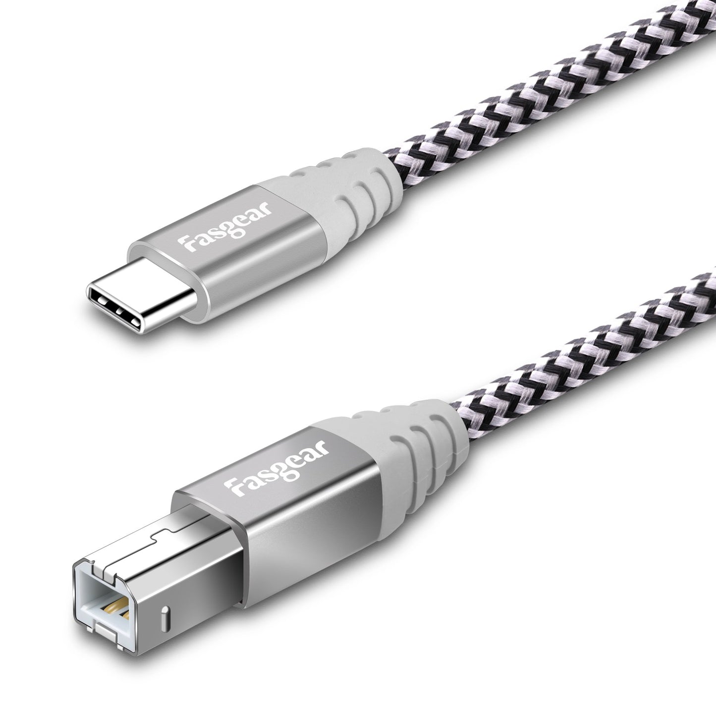 Fasgear 6ft USB C to USB B Cable Nylon Braided Printer Scanner Cord with Metal Connector Compatible with MacBook Pro, AiO, Brother, HP, Canon, Samsung