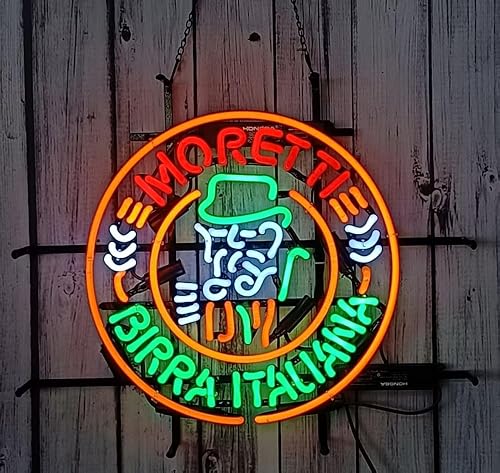 Neon Signs Beer Bar Bedroom Compatible For Moretti Birra Italiana Glass Neon Signs for Office Cafe Birthday Party Man Cave Neon Light Art Wall Lights