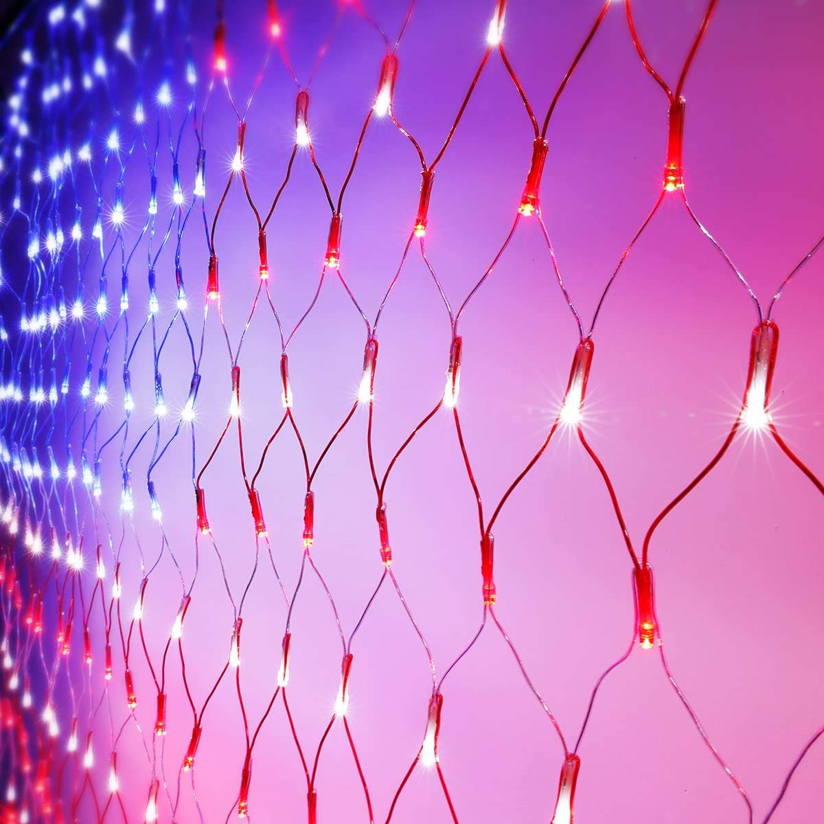 American Flag String Lights, Waterproof Led Flag Net Light, with 420 Super Bright LED, for Yard Garden Decoration, Festival, Holiday, Party