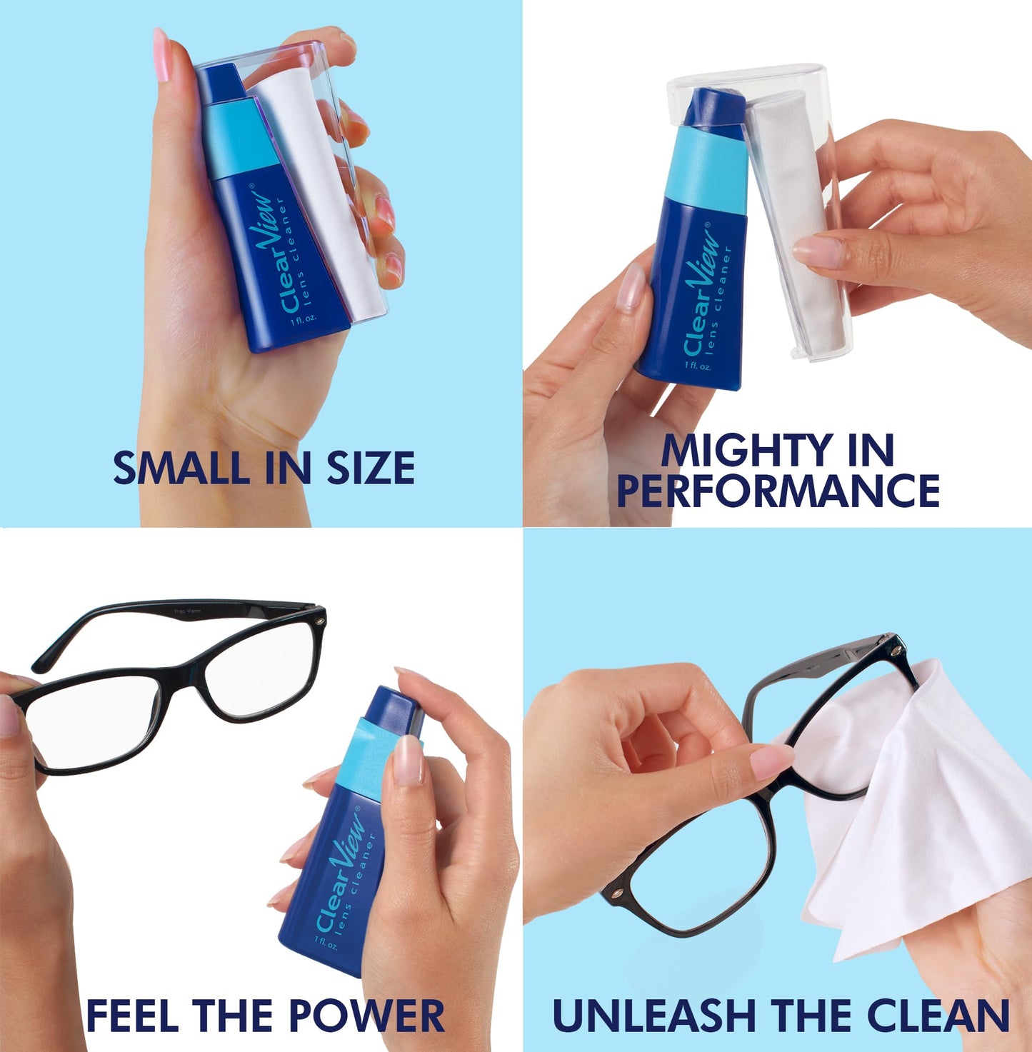 Portable Lens Cleaner Kit - Eyeglass Lens Cleaner Spray Kit with Refillable Spray + Microfiber Cloth, Compact Eye Glass Cleaners Spray, Safe for All