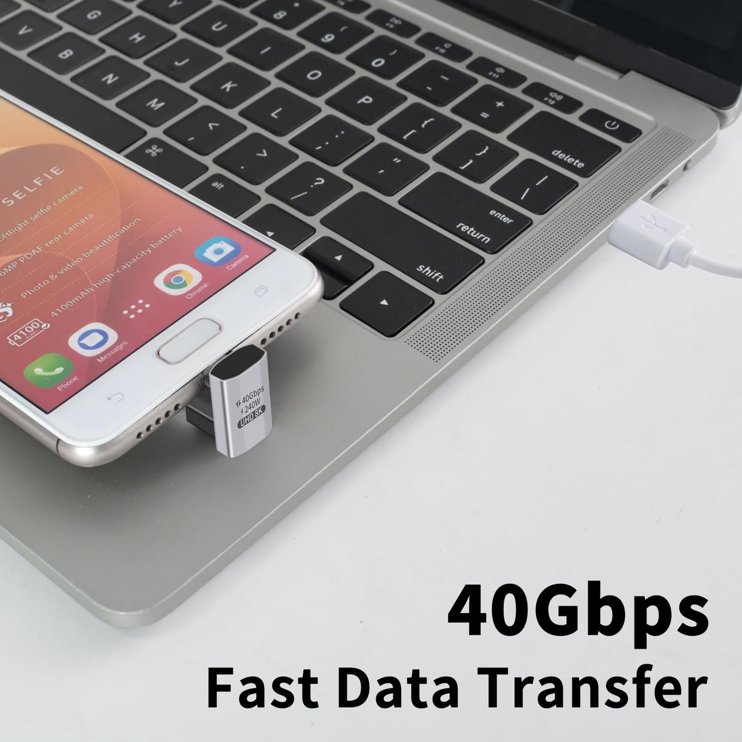 Danfetsoy 2-Pack 240W U Shape USB C Adapter, 40Gbps 180 Degree USB C Male to Female Adapter 40Gbps PD 240W Suitable for Power Bank, Phone, Laptop…