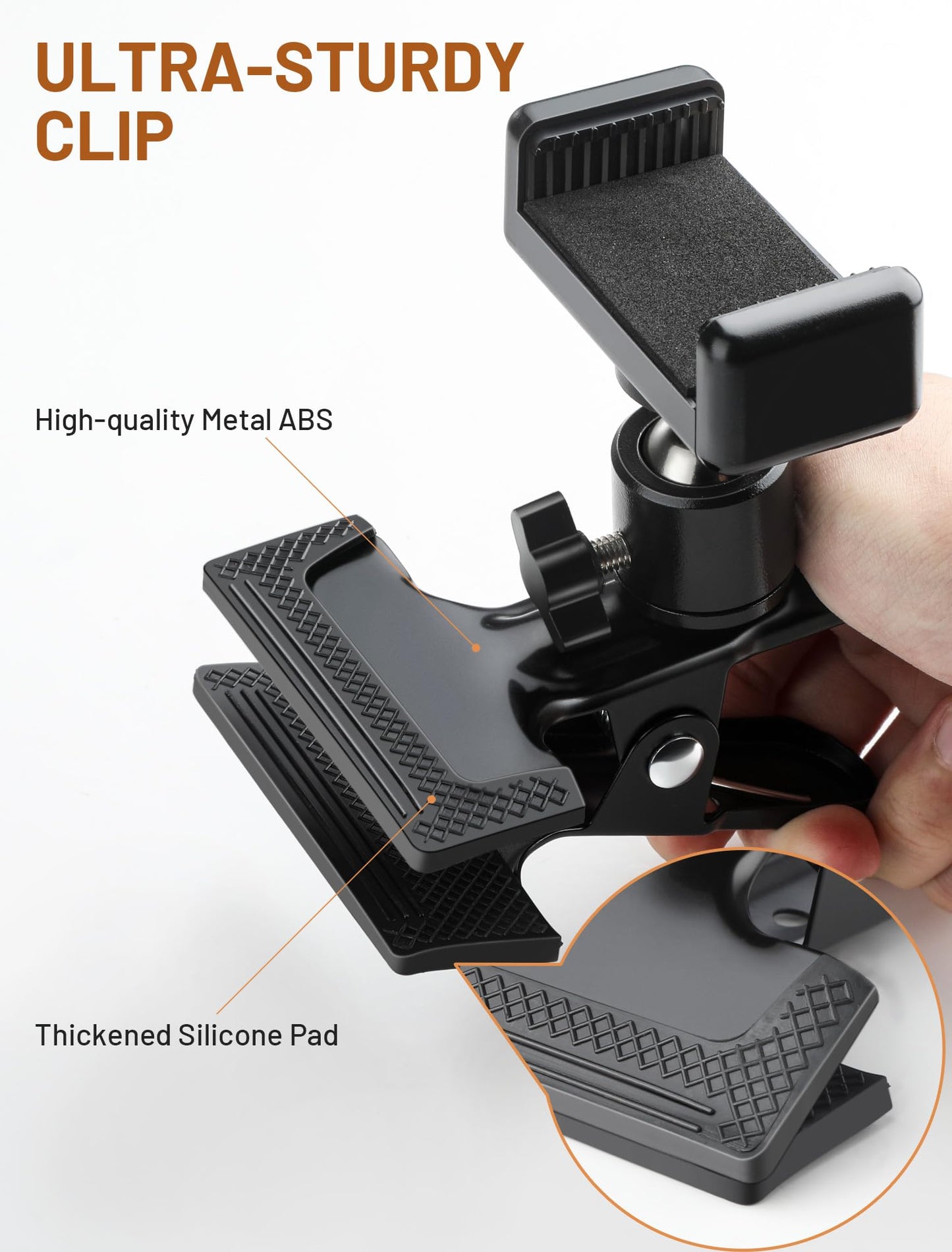 gliship Guitar Bass Head Phone Holder Cell Phone Stand Live Broadcast Bracket Clip Clamp Phone Mount with 1/4 Ball Head Adapter Universal for Bass