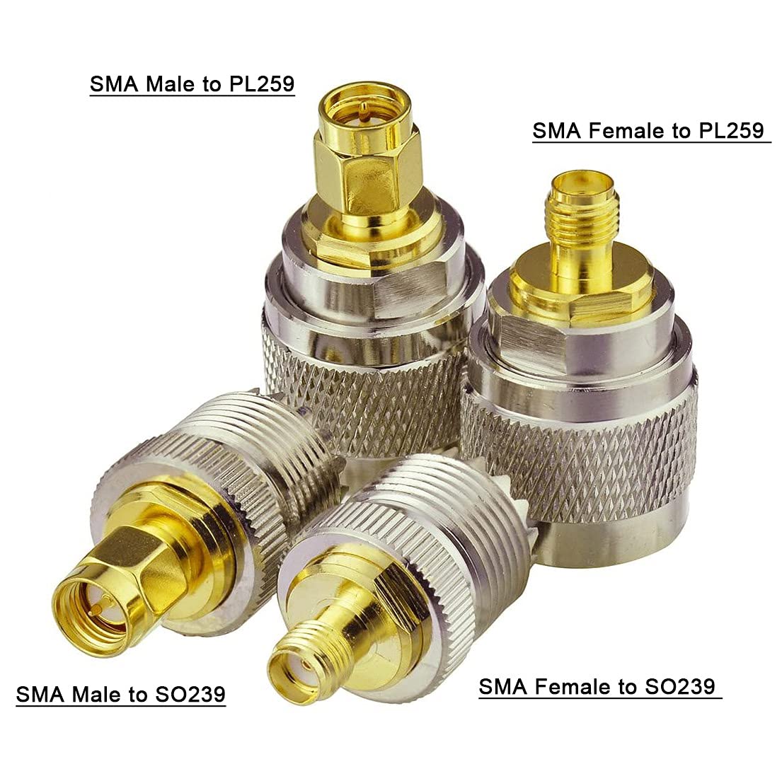 Superbat UHF to SMA Adapter, UHF Male/Fmale (PL259/SO239) to SMA Male/Female Connector RF Coax Coaxial Adapter Kit