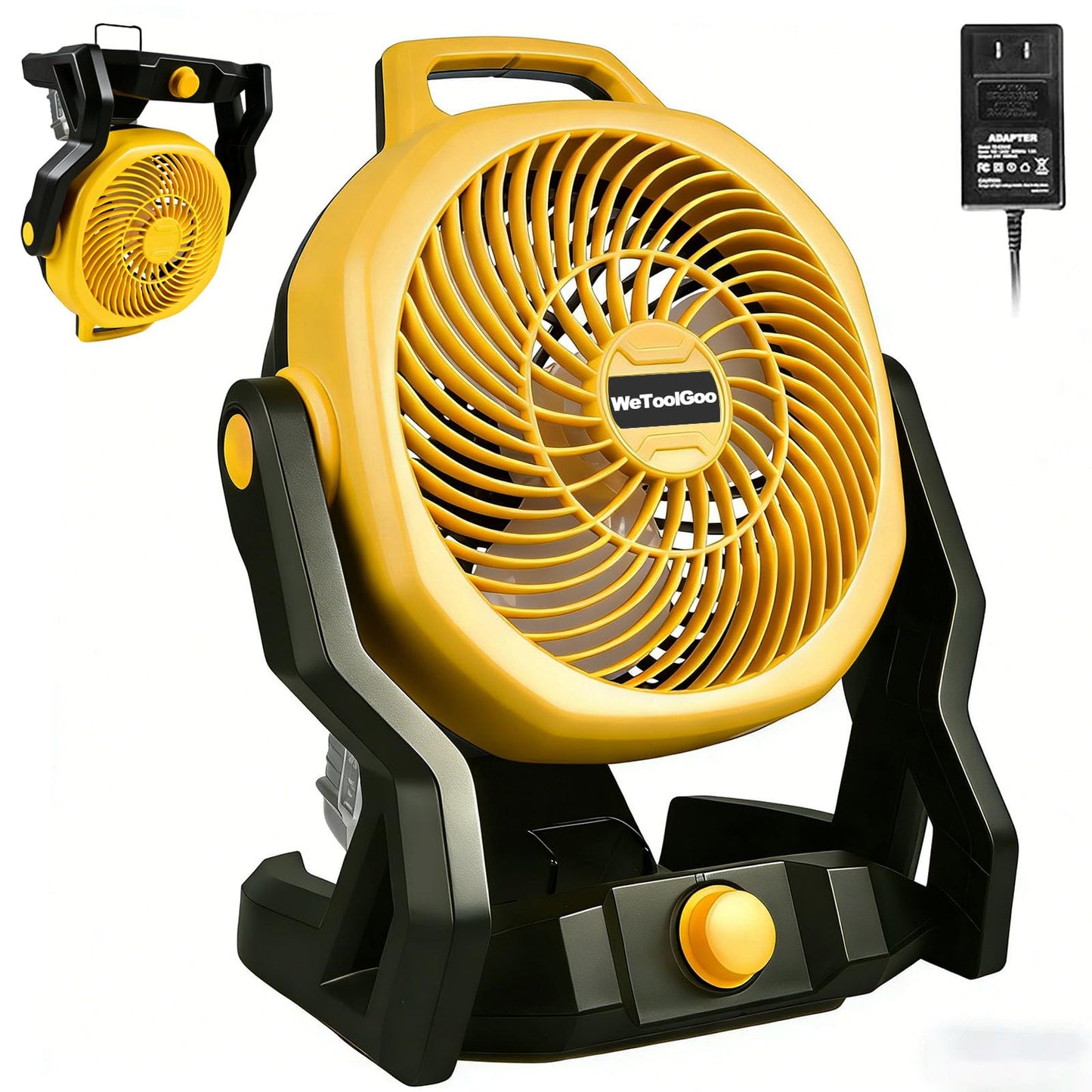 WeToolGoo Cordless Brushless Jobsite Fan Compatible with Dewalt 20V Max Battery, Battery Powered Fan 650 CFM Variable Speed, or AC Power for Outdoor