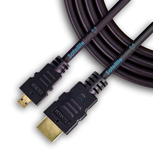 SatelliteSale Digital 1.4 Micro HDMI to HDMI Cable Universal Wire 4K/30Hz 10.2Gbps PVC 2160p Black Cord 3 feet