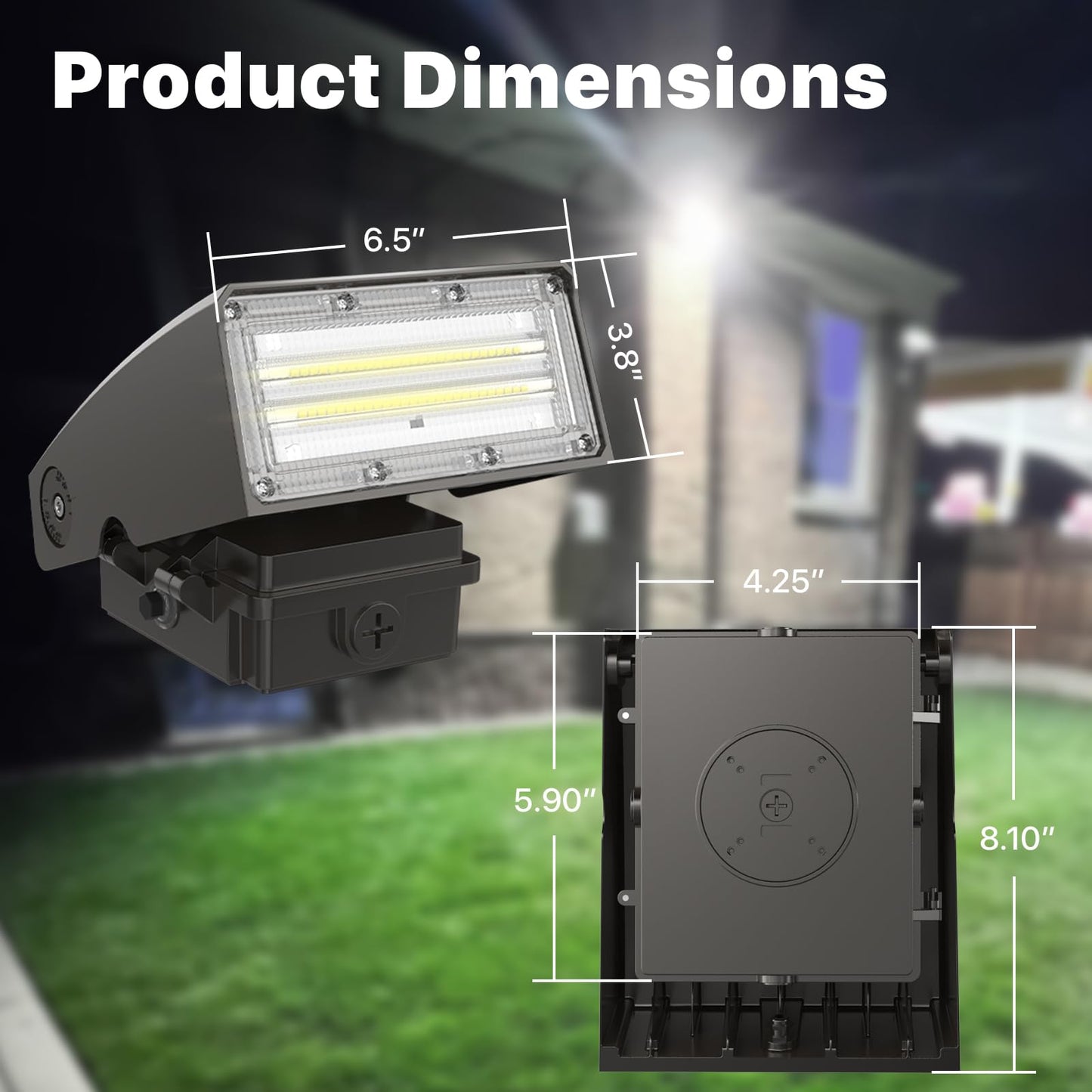 HYPERLITE LED Wall Pack Light: 40W 5200lm ETL Approved - IP65 Waterproof Full Cut-Off Adjustable Wall Pack LED Exterior Light for Garage House