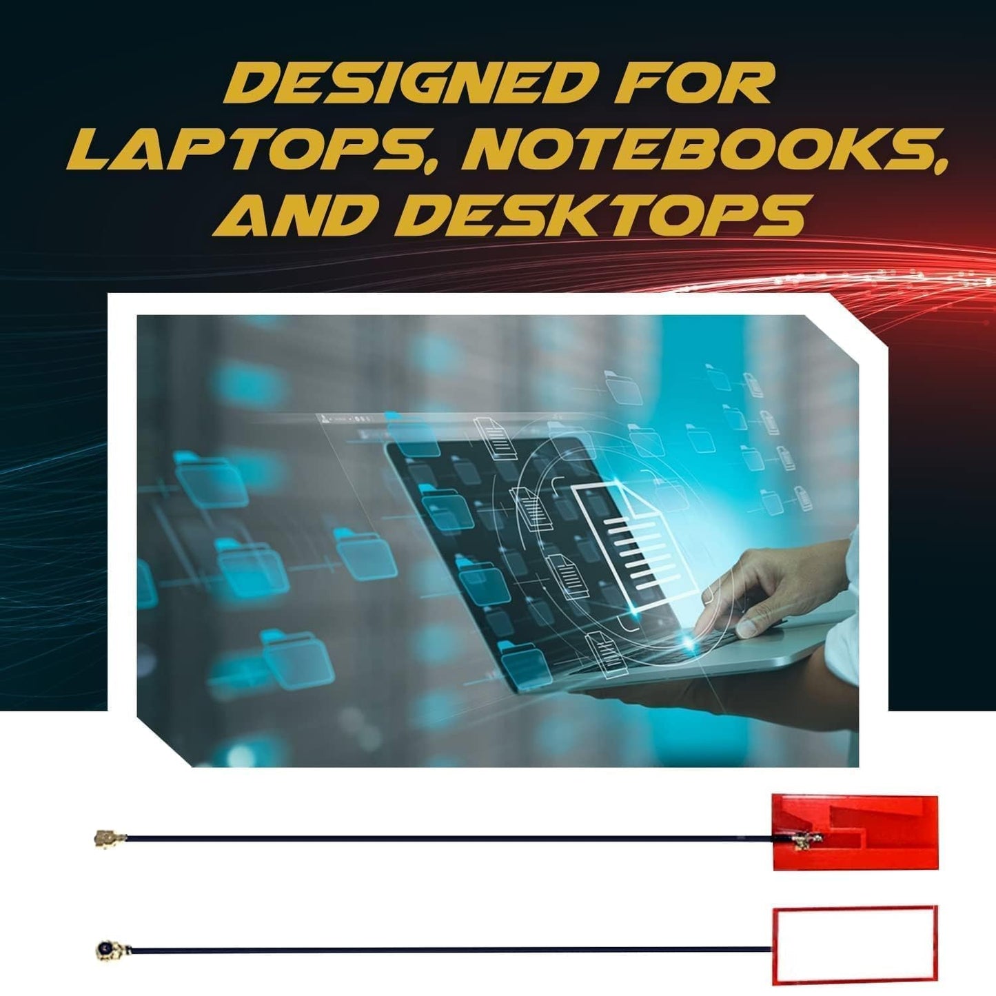 WiFi Antenna for PC, Laptop, Desktop & Motherboard | 2.4GHz/5GHz/6GHz | 4th Generation U.FL (Compatible with MHF4 and IPEX4) Connectors on M2 Wi-Fi