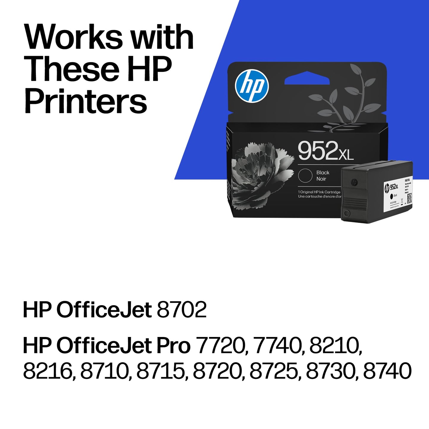 HP 952XL Black High-Yield Ink Cartridge | Works with OfficeJet 8702, Pro 7720, 7740, 8210, 8710, 8720, 8730, 8740 Series | F6U19AN