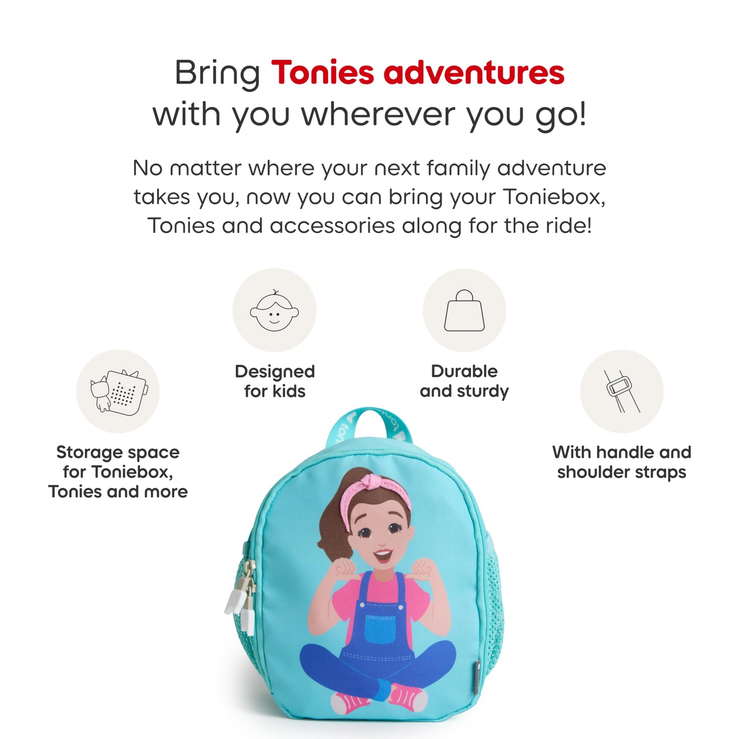 Tonies Ms. Rachel Carrying Case - Holds Toniebox 1 or Toniebox 2, Headphones, Charging Cable, and Figurines