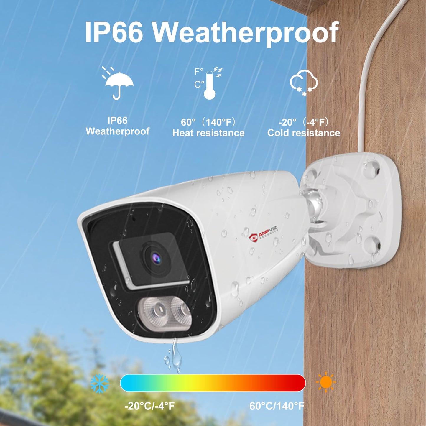 Anpviz 4MP PoE IP Bullet Camera with Microphone/Audio, IP Security Camera Outdoor Indoor, Night Vision 65ft, Waterproof IP66, 108° Wide Angle 2.8mm