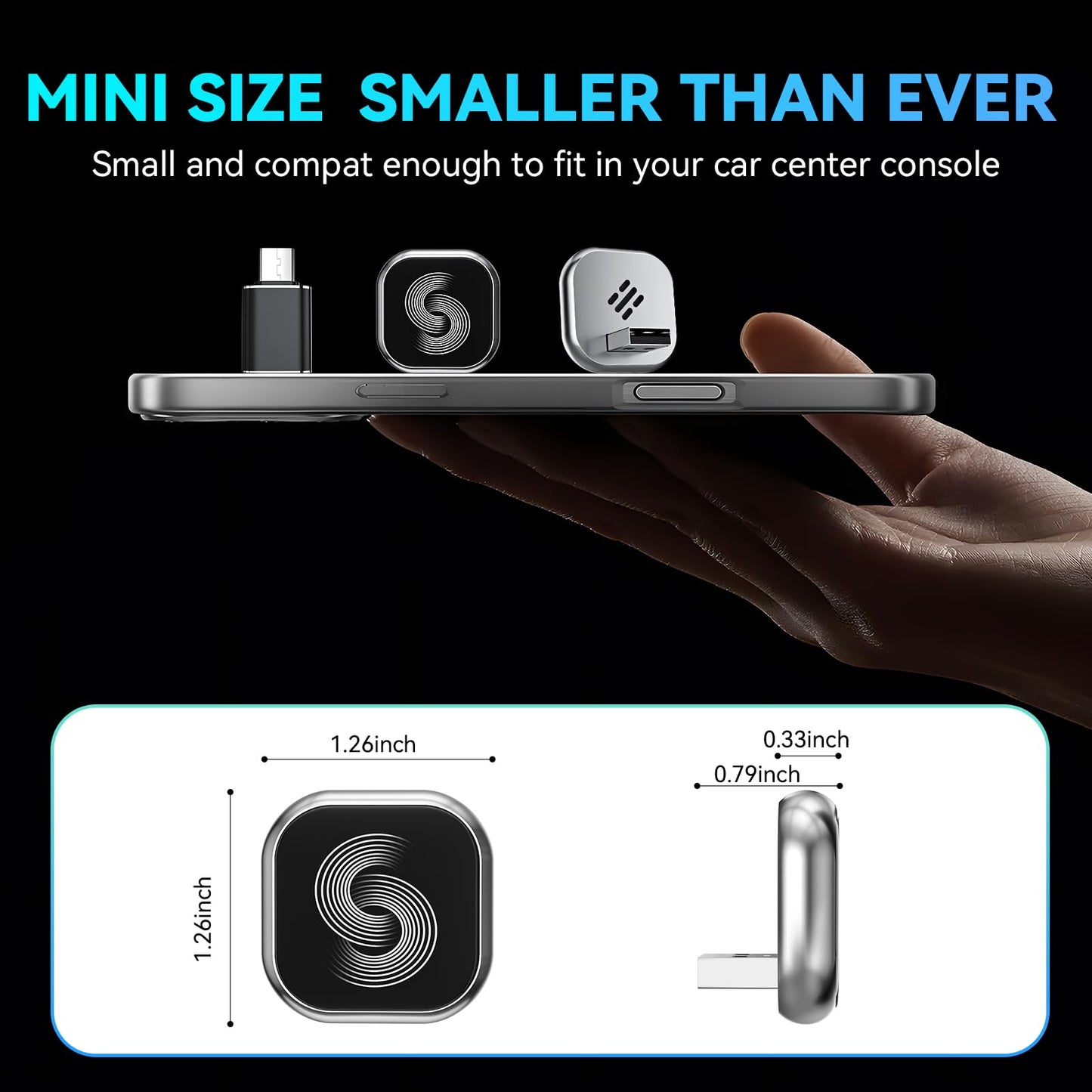 Wireless CarPlay Adapter for iPhone, 2-in-1 Wireless Car Play & Android Auto Adapter, 3X Fast Stable Connection-No Latency from iOS 10+, Wide