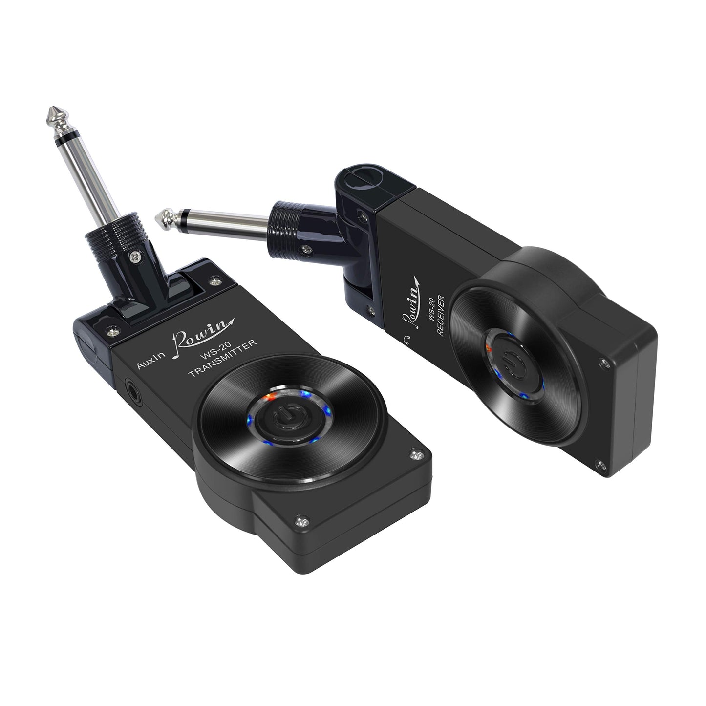 Rowin 2.4G Guitar Wireless System Transmitter Receiver for Electric Guitar Bass Violin with Rechargable Battery, USB Cable (Full Black)