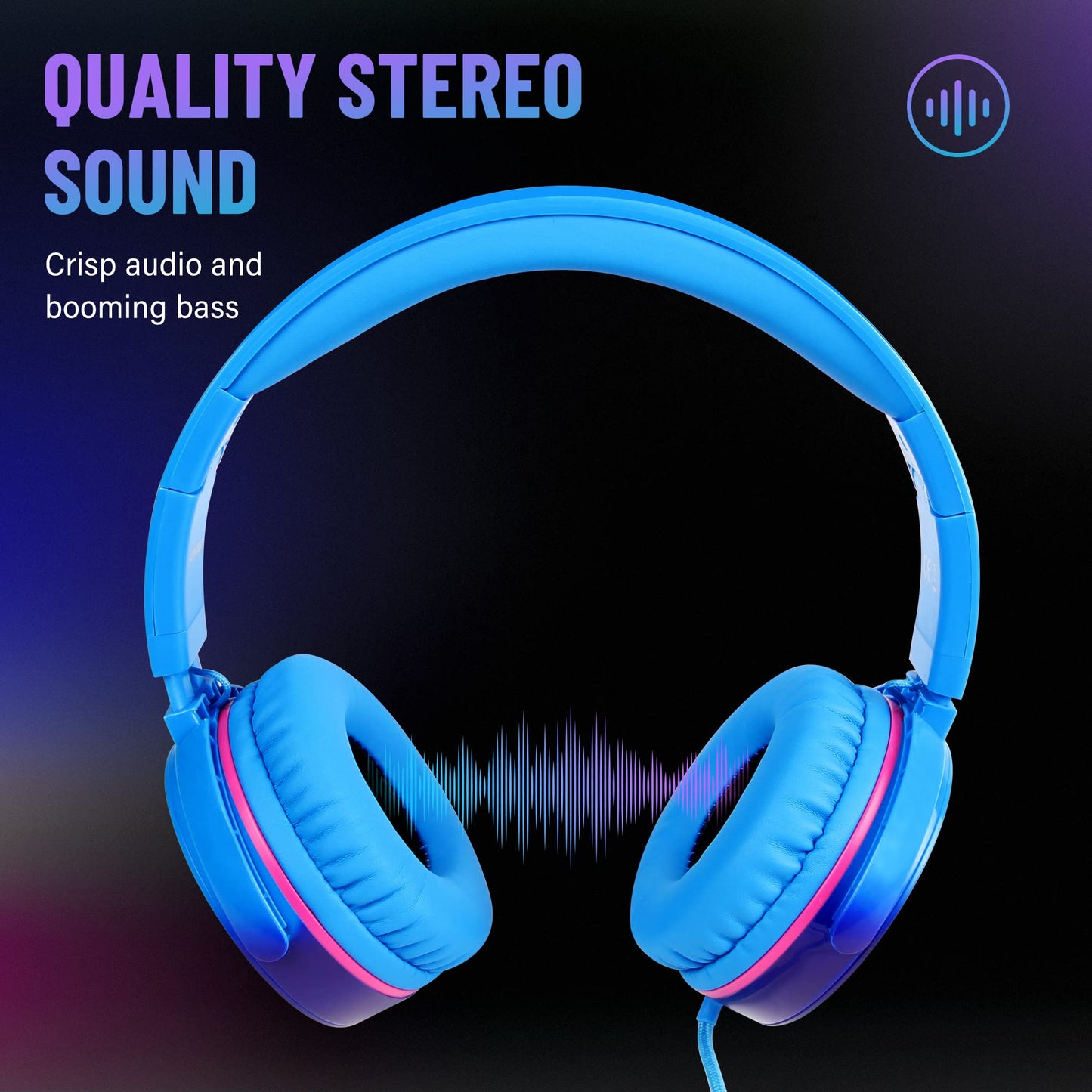 rockpapa Grade Wired Headphones with Microphone, Lightweight Foldable Stereo Bass Headphones with No-Tangle Cord & 3.5mm Jack for Adult/Kids, Laptop