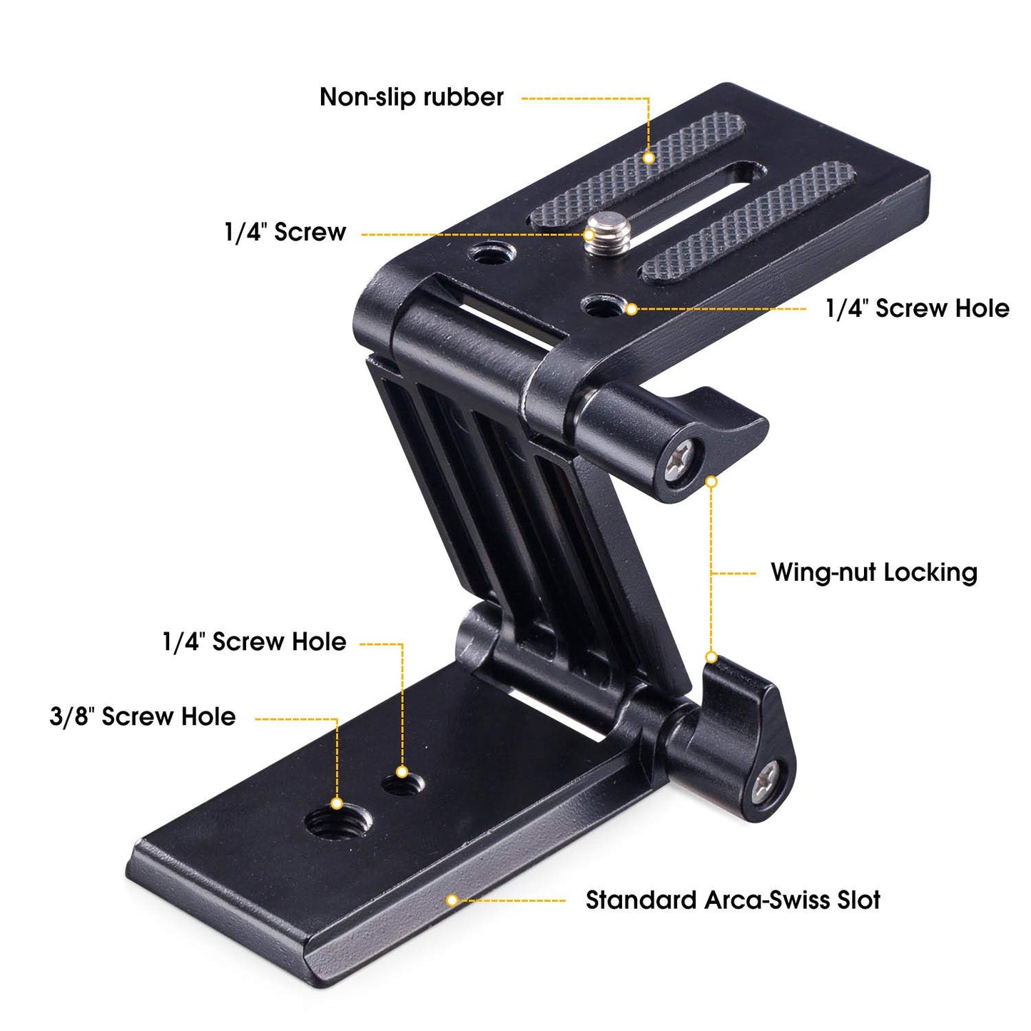 Universal Flex Tilt Head Z Mount Bracket Arca-Swiss Tripod Head Quick Release Plate Mounting for Monopod Slider Rail Cage Rig Stabilizer Gimbal